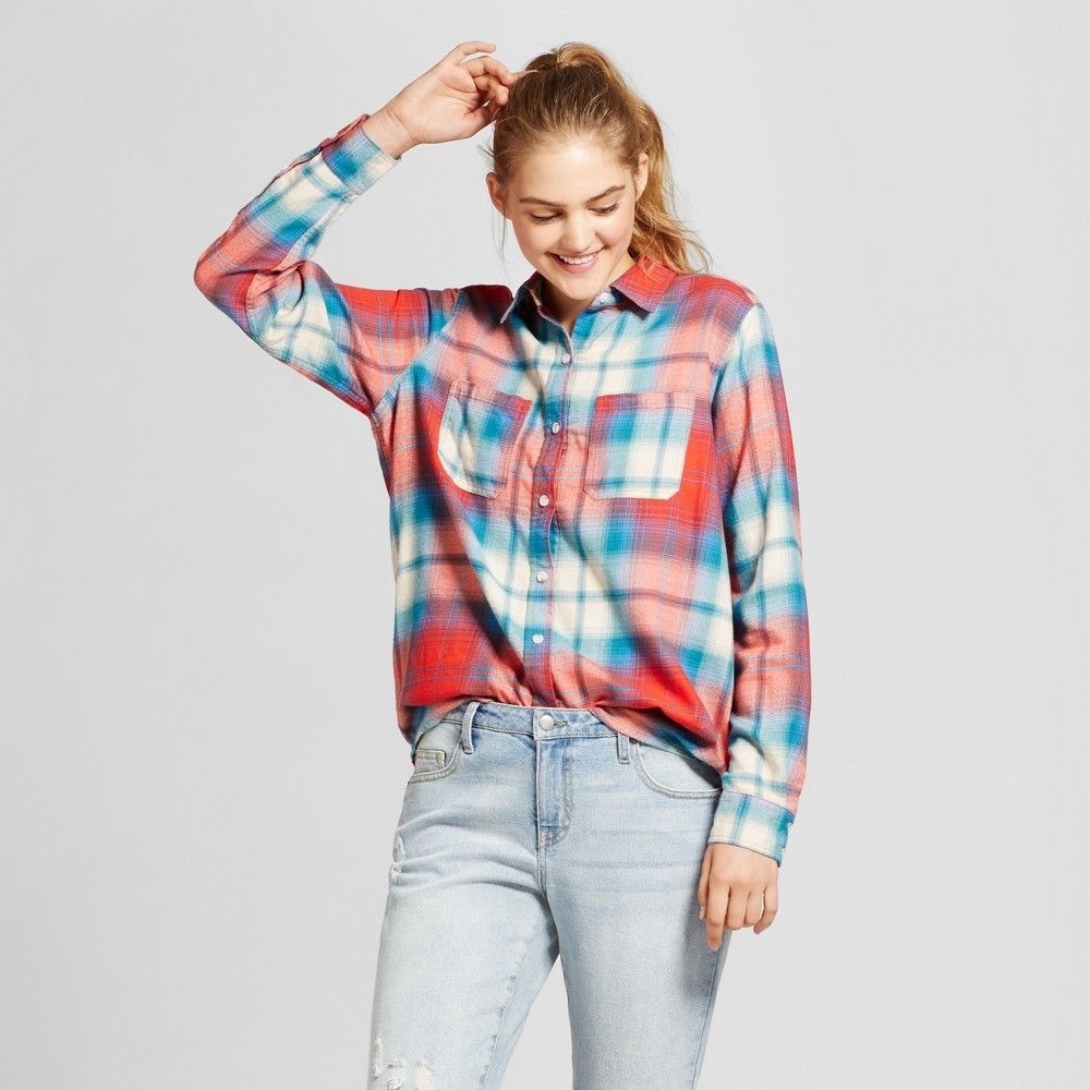 Mossimo Plaid Flannel Boyfriend Fit